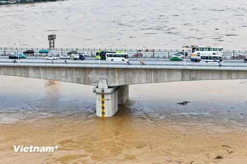 Lũ trên hầu hết các sông ở miền Bắc đang tiếp tục giảm xuống. (Ảnh: Hoài Nam/Vietnam+)