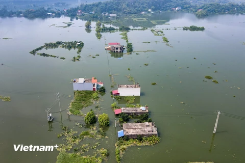 Hà Nội: Nhiều nhà dân tại huyện Mỹ Đức vẫn chìm trong biển nước 