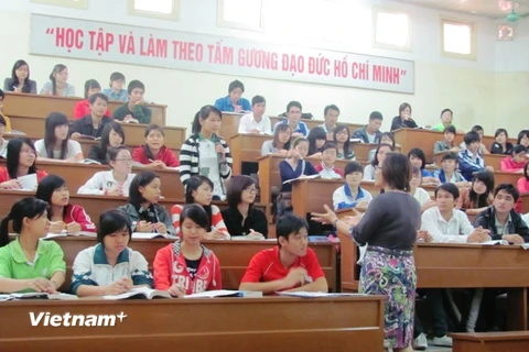 Giờ học của sinh viên trường Đại học Sư phạm Hà Nội. (Ảnh: PV/Vietnam+)