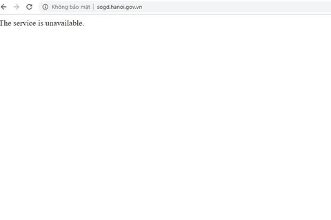 Website Sở Giáo dục và Đào tạo Hà Nội hiện không thể truy cập. (Ảnh chụp màn hình) 