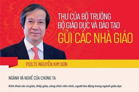 Bức thư gửi ngành giáo dục của tân Bộ trưởng Bộ Giáo dục và Đào tạo Nguyễn Kim Sơn. (Ảnh chụp màn hình)