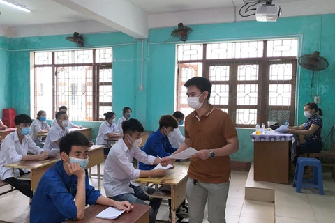 Thí sinh dự thi tốt nghiệp trung học phổ thông đợt 2 năm 2021 tại Bắc Giang. (Ảnh: Sở GD&ĐT Bắc Giang)