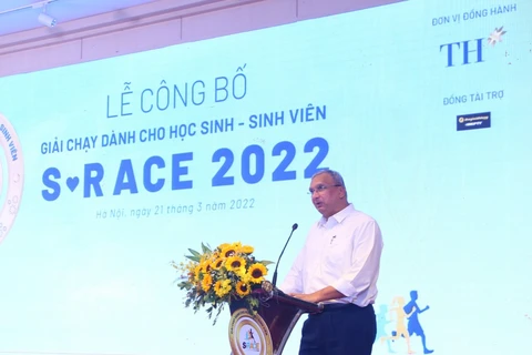Ông Vijay Kumar Pandey, Chủ tịch Hội đồng quản trị Công ty Cổ phần thực phẩm Sữa TH phát biểu tại lễ phát động giải chạy S-Race 2022. (Ảnh: BTC)