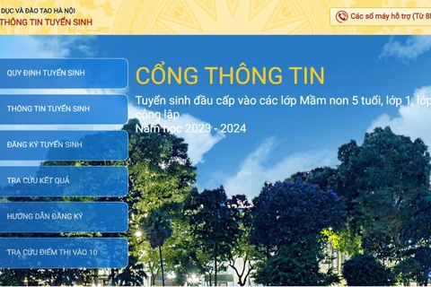 Cổng thông tin tuyển sinh đầu cấp của Hà Nội. (Ảnh: PV)