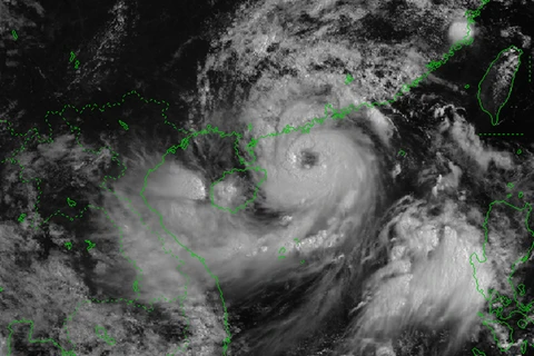 Hình ảnh vệ tinh về cơn bão số 1. (Nguồn: Trung tâm Khí tượng Thủy văn Quốc gia)