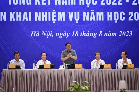 Thủ tướng Chính phủ Phạm Minh Chính tham dự và phát biểu chỉ đạo tại hội nghị. (Ảnh: PV/Vietnam+)
