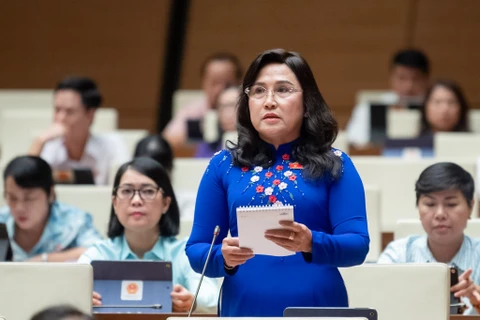 Đại biểu Nguyễn Thị Kim Bé phát biểu tại Quốc hội. (Ảnh: PV/Vietnam+)