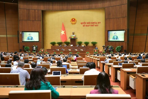Các đại biểu Quốc hội thảo luận tại hội trường. (Ảnh: CTV/Vietnam+)