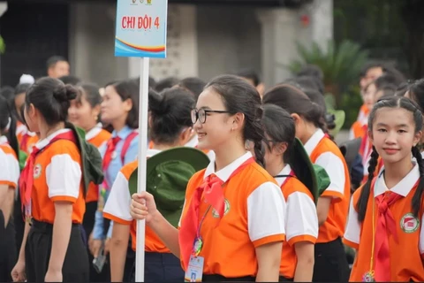 Các đội viên tham gia liên hoan chỉ huy đội giỏi. (Ảnh: PV/Vietnam+)