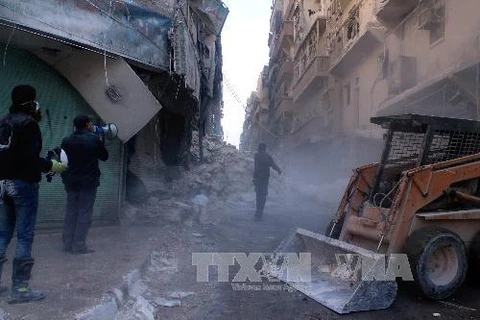 Cảnh đổ nát tại Aleppo (Nguồn: TTXVN)