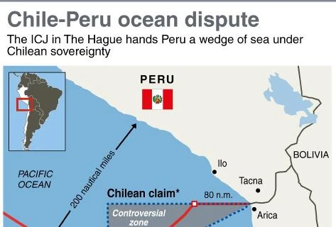 Đường màu đỏ là phán quyết của ICJ (Nguồn: AFP)