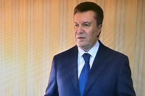 Ông Yanukovych phát biểu trên truyền hình ở Kharkov (Nguồn: AFP/TTXVN)