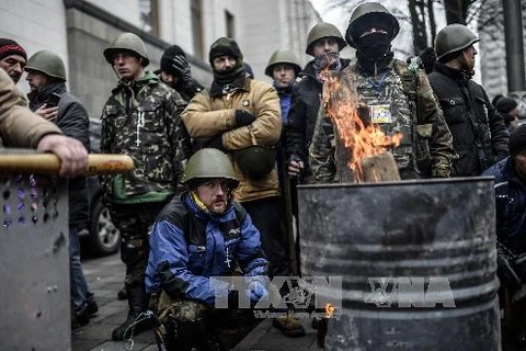 Người biểu tình Ukraine vẫn chưa rút khỏi quảng trưởng Độc lập (Nguồn: AFP/TTXVN)