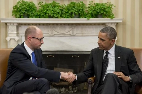 Ông Yatsenyuk ngày 12/3 đã tới Nhà Trắng để đón nhận sự ủng hộ của Tổng thống Mỹ Barack Obama (Nguồn: AFP)