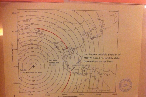 Malaysia công bố đồ họa vị trí máy bay MH370 bay tới