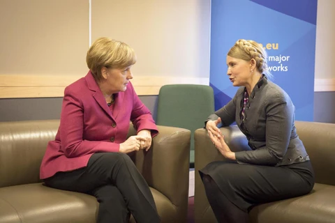 Thủ tướng Đức Angela Merkel công khai ủng hộ thủ lĩnh đối lập Ukraine Yulia Tymoshenko (Nguồn: AFP)