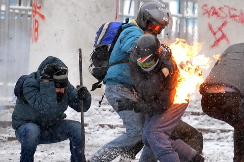 Bạo lực đẫm máu ở Kiev tháng 2/2014 (Nguồn: AFP)