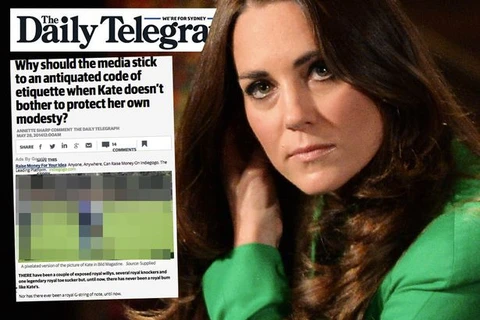 Báo Australia đăng ảnh Công nương Anh Kate để lộ vòng ba