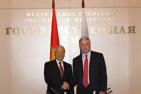 Tổng bí thư Nguyễn Phú Trọng hội kiến lãnh đạo hai viện Quốc hội Nga