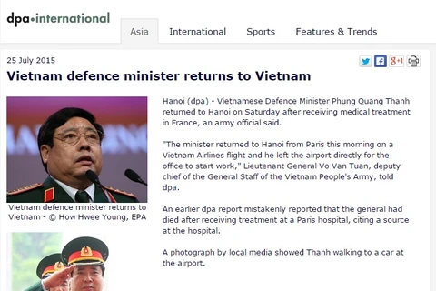 DPA chính thức cải chính thông tin về Đại tướng Phùng Quang Thanh
