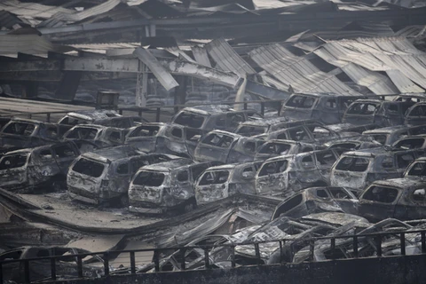 Hiện trường khủng khiếp của vụ nổ ở Thiên Tân nhìn từ trên cao