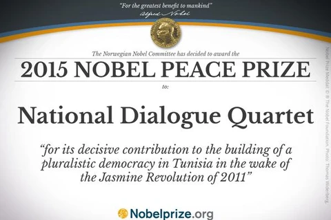 Nhóm Bộ Tứ Đối thoại Tunisia giành giải Nobel Hòa bình 2015