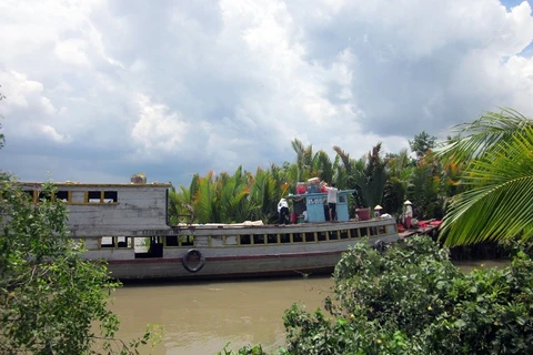 Tiền Giang: Tàu chở 130 tấn thức ăn gia súc bị chìm xuống kênh 
