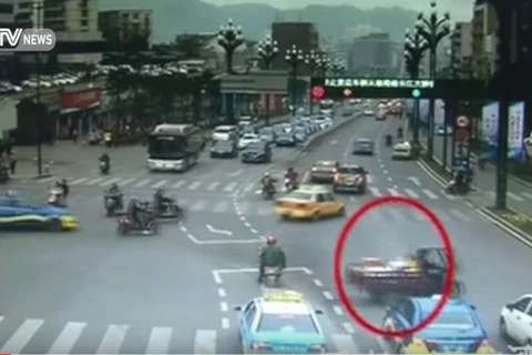 [Video] Xe 3 bánh nghênh ngang gây tai nạn hy hữu trên phố