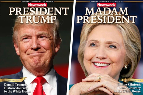 Newsweek in sẵn bìa cả Hillary Clinton lẫn Donald Trump thắng cử