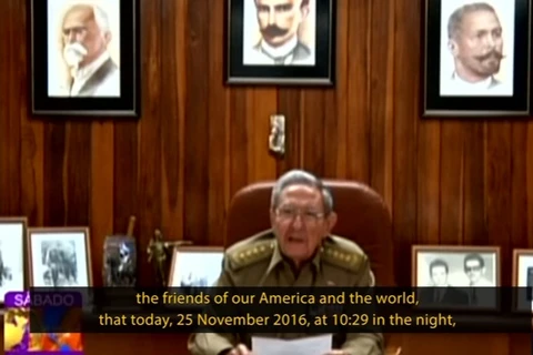 Video Chủ tịch Cuba Raul Castro thông báo lãnh tụ Fidel qua đời