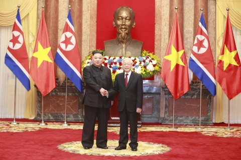 Lễ đón Chủ tịch Triều Tiên Kim Jong-un tại Phủ Chủ tịch
