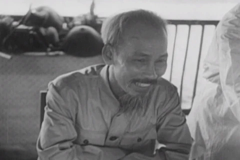Chủ tịch Hồ Chí Minh trong đoạn video tiếp các nhà báo quốc tế (Nguồn: Getty Images)