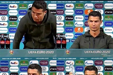 [Video] Cristiano Ronaldo bực tức vì thấy chai Coca ở bàn họp báo