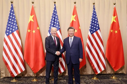 Tổng thống Mỹ Joe Biden gặp Chủ tịch Trung Quốc Tập Cận Bình bên lề APEC (Nguồn: X)