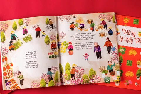 Cuốn sách mới do Tiệm Mọt phát hành nhằm giúp trẻ em Việt Nam ở nước ngoài hiểu thêm về Tết cổ truyền. (Ảnh: Tiệm Mọt)
