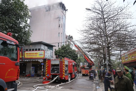 Hiện trường vụ cháy. (Ảnh: Hoài Nam/Vietnam+) 