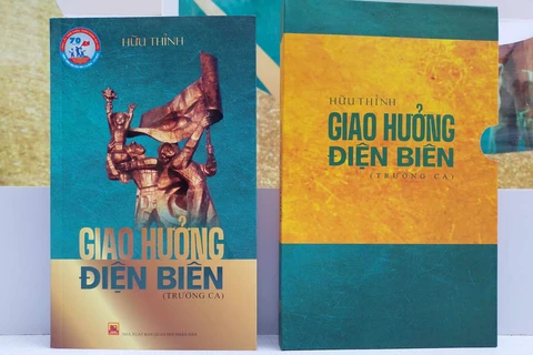 Trường ca thơ “Giao hưởng Điện Biên” của nhà thơ Hữu Thỉnh được ra mắt ngày 17/4 tại trụ sở Hội Nhà văn Việt Nam, Hà Nội. (Ảnh: PV/Vietnam+)