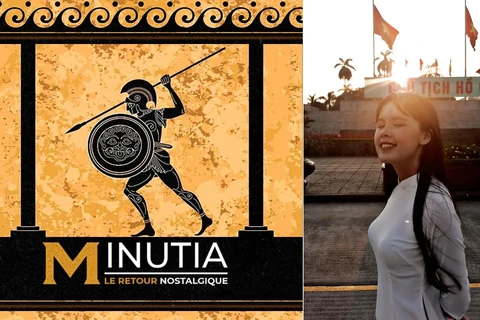 Nguyễn Thu An và ảnh đại diện của ấn phẩm Minutia, dự án lịch sử ''Le Retour Nostalgique.'' (Ảnh: NVCC)