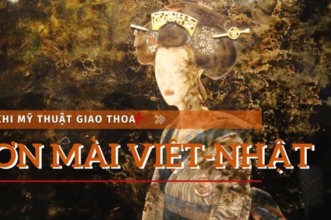 'Câu chuyện phương Đông': Khi sơn mài Việt Nam-Nhật Bản giao thoa. (Ảnh: Minh Anh/Vietnam+)