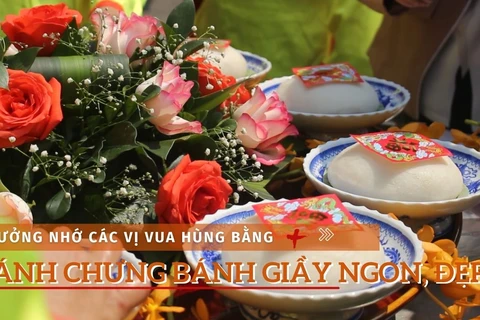 Giỗ Tổ 2022: Nô nức hội thi bánh chưng, bánh giầy truyền thống. (Ảnh: Minh Anh/Vietnam+)