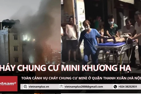 [Video] Toàn cảnh vụ cháy chung cư mini ở Khương Hạ, Hà Nội 
