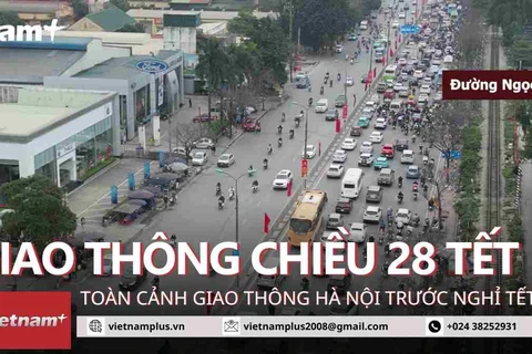 Toàn cảnh giao thông khu vực cửa ngõ Hà Nội chiều ngày 28 Tết