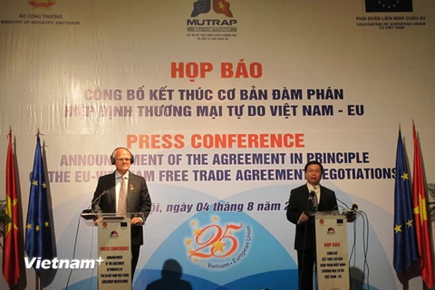 Việt Nam-EU đã cơ bản kết thúc đàm phán Hiệp định Thương mại tự do (Ảnh: Đức Duy/Vietnam+)