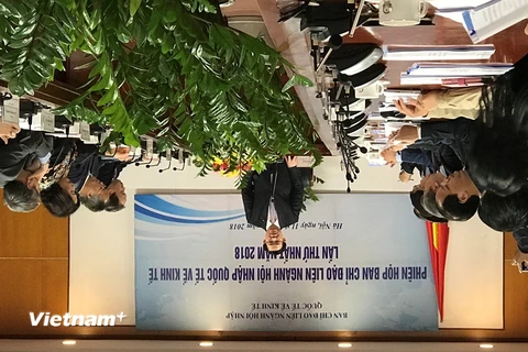 Phó Thủ tướng Vương Đình Huệ phát biểu tại Phiên họp Ban Chỉ đạo liên ngành hội nhập quốc tế về kinh tế. (Ảnh: Đức Duy/Vietnam+)