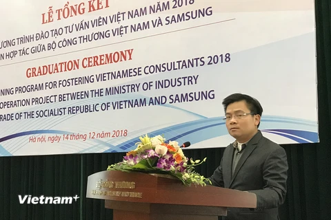 Ông Trương Thanh Hoài, Cục trưởng Cục công nghiệp đang phát biểu ý kiến. (Ảnh: Đức Duy/Vietnam+)