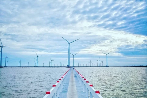 Cùng với Vietsovpetro, PVC-MS là nhà thầu chính chế tạo, lắp đặt cho dự án điện gió Kê Gà trên biển Bình Thuận. (Ảnh: PV/Vietnam+)