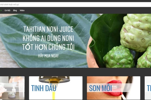 Trang web của Công ty tại địa chỉ https://morinda.com/vi-vn/shop. (Ảnh: PV/Vietnam+)