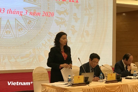 Thứ trưởng Bộ Tài chính Nguyễn Thị Mai nói về mức giảm trừ gia cảnh mới. (Ảnh: Đức Duy/Vietnam+)