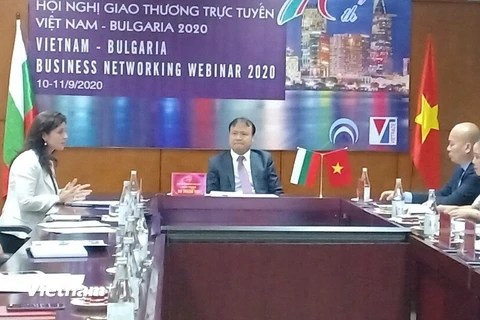 Hội nghị giao thương trực tuyến Việt Nam và Bulgaria thu hút hơn 70 đại diện các cơ quan, doanh nghiệp của cả hai nước. (Ảnh: Đức Duy/Vietnam+)