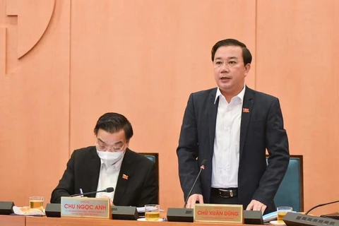 Phó Chủ tịch Ủy ban nhân dân thành phố Hà Nội Chử Xuân Dũng tại một cuộc họp của Ban chỉ đạo phòng chống dịch bệnh COVID-19. (Ảnh: PV/Vietnam+)